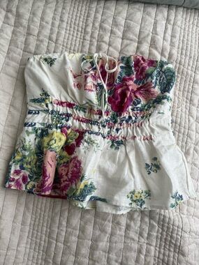 Anthropologie Somerset Strapless Blouse in Floral